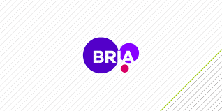 Bria AI logo centered on a white background with thin diagonal lines and a small accent of yellow and gray lines in the bottom right corner.
