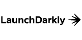 LaunchDarkly logo in black text with stylized arrow icon.