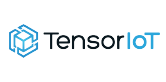 TensorIoT company logo featuring a stylized cube icon and the text 'TensorIoT' in black and blue.