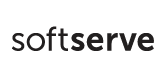 SoftServe logo in black text on a white background.