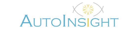 AutoInsight company logo with stylized text and eye graphic.