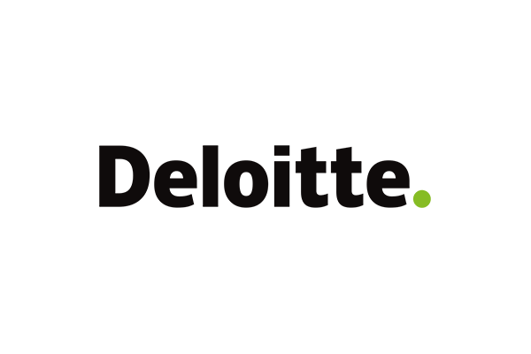 Deloitte logo in black text with a green dot at the end, displayed on a transparent background.