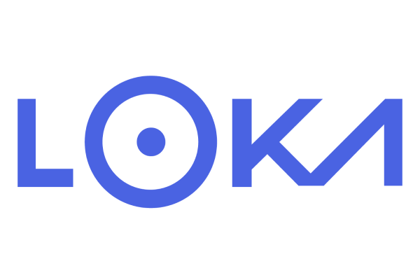 Loka company logo in blue text on a white background.