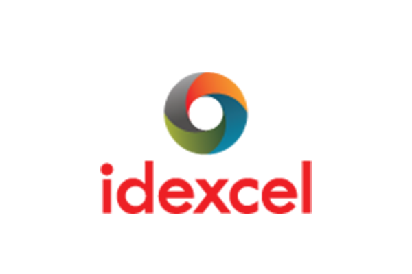 The Idexcel logo featuring a colorful circular design above the red 'idexcel' text on a white background.