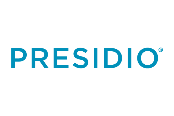 Presidio logo in blue text on a white background.