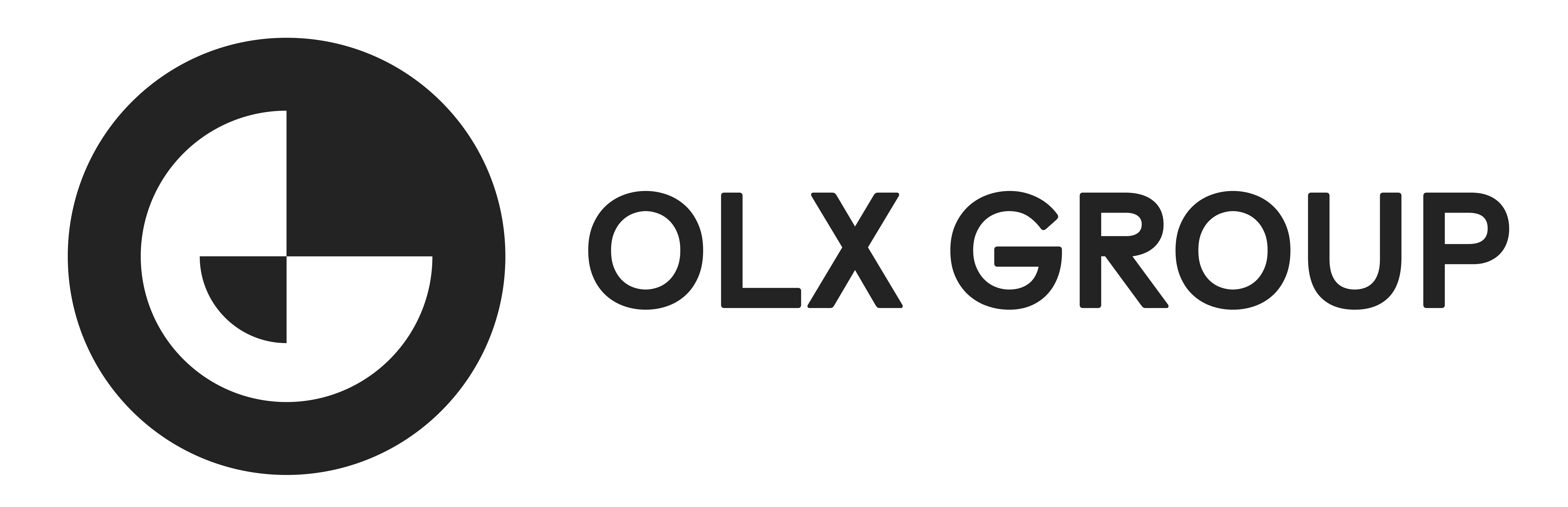 OLX Group logo in black, featuring a circular geometric design and the text 'OLX GROUP'.