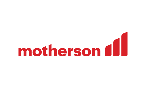 The Motherson logo featuring red text on a black background.