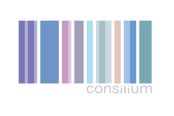 The Consilium logo featuring a series of vertical colored bars in varying shades, with the word 'consilium' in light gray at the bottom right.