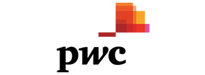 PwC logo representing an AWS Partner, with stylized letters 'pwc' and a colorful block design above.
