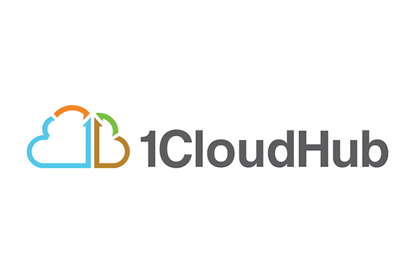 Logo of 1CloudHub featuring stylized cloud shapes with upward-facing orange and green arrows.