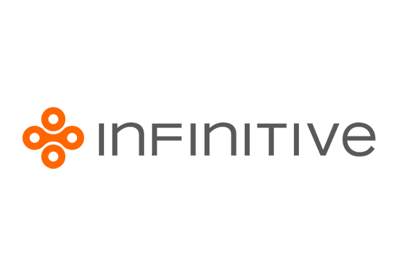 The Infinitive company logo featuring an orange abstract symbol and grey text on a white background.