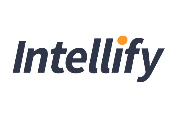 The logo of Intellify, featuring the brand name in a modern dark font with a distinctive orange dot above the letter 'i'.