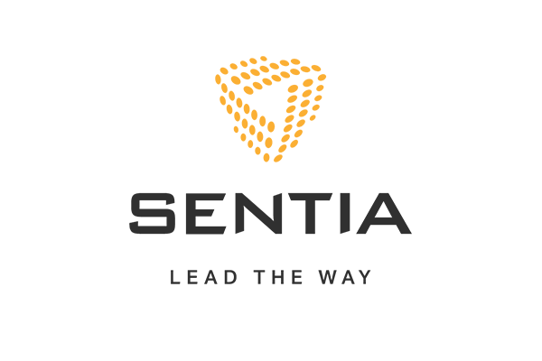 Logo of Sentia BV featuring a yellow graphic above the company name in bold black text.