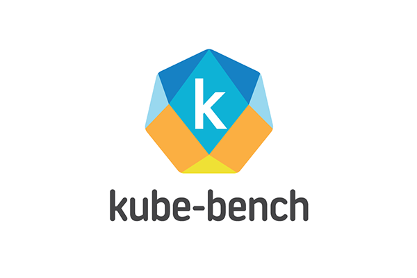 The kube-bench logo featuring a colorful hexagon with the letter 'k' in the center, and the text 'kube-bench' below it.