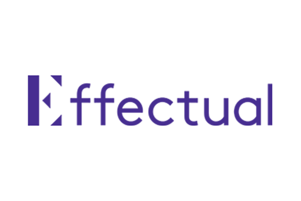 Effectual company logo featuring purple text on a white background.