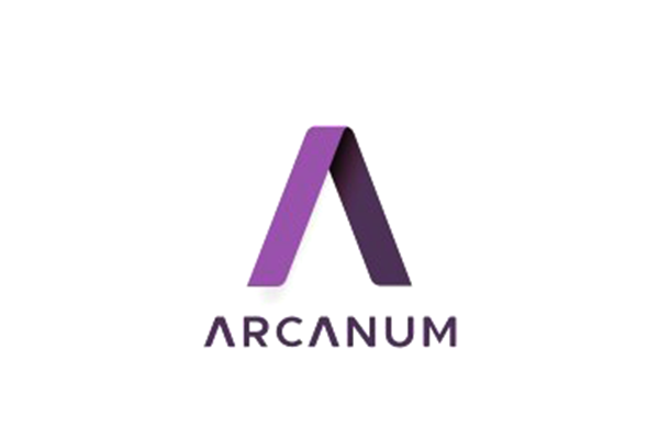 Arcanum logo featuring a stylized purple 'A' on a white background.