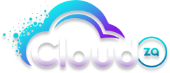 Cloudza logo with a blue and purple gradient, stylized cloud, and circular 'za' element.