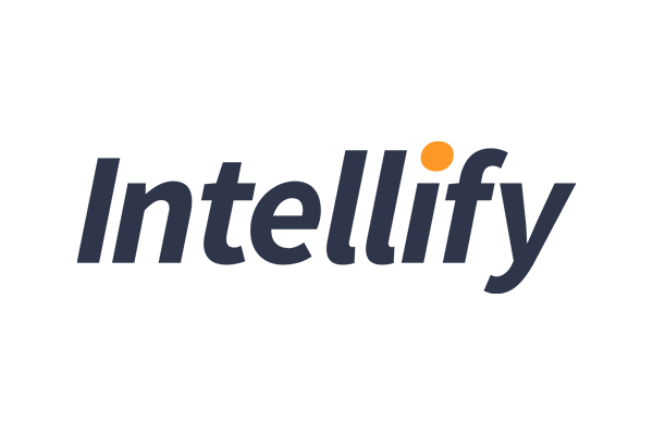 The Intellify logo featuring dark text and an orange dot, on a transparent background.