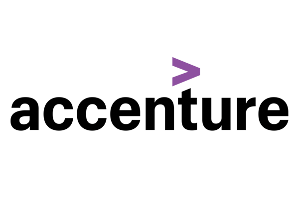 Accenture logo with a purple arrow above the brand name on a transparent background.