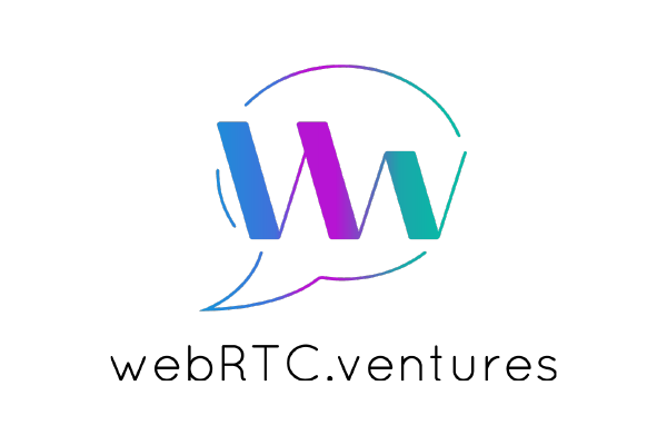 Logo for webRTC.ventures featuring stylized 'W' in a speech bubble with gradient colors above the text 'webRTC.ventures' on a white background.