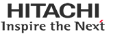 "Hitachi logo with the tagline 'Inspire the Next'."