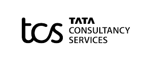 Black logo of Tata Consultancy Services (TCS) with the text 'tcs Tata Consultancy Services' on a white background.