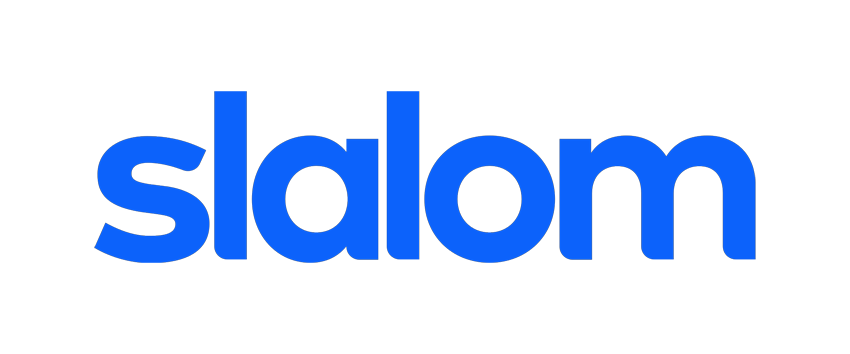 The official logo of Slalom, displayed in bold blue text on a transparent background.
