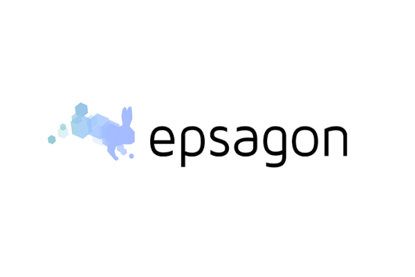 Epsagon company logo with a geometric, hexagonal blue motif and the word 'epsagon' in lowercase letters.