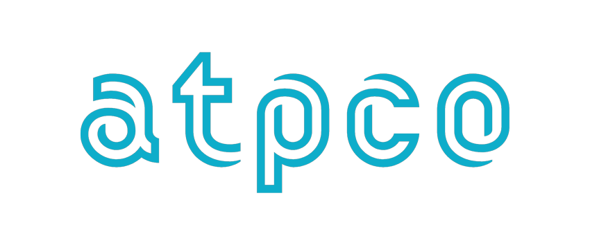 ATPCO company logo in teal on a transparent background.