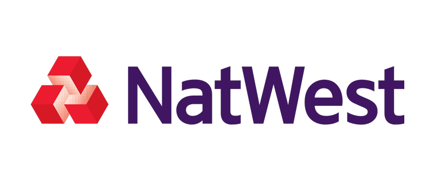 NatWest logo with stylized red geometric symbol and the word 'NatWest' in purple text.