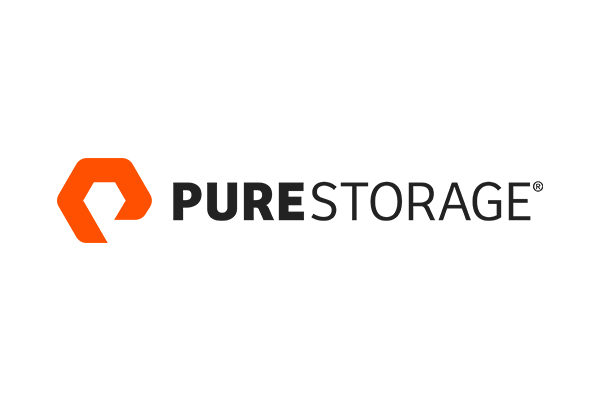 The official Pure Storage logo with an orange geometric symbol and the text 'PURE STORAGE' in black.