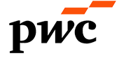 PwC logo with black text and orange geometric shapes.
