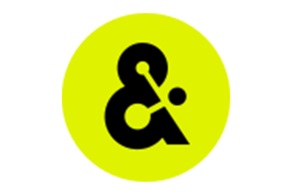 The Amperity logo featuring a black ampersand symbol on a bright yellow circular background.