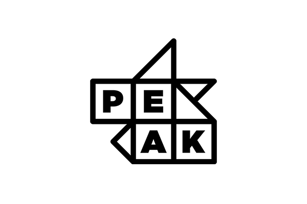 The Peak company logo in black, centered on a white square background.