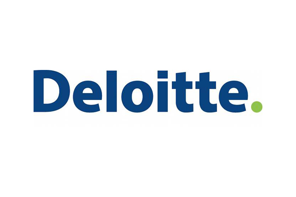 Deloitte logo with blue text and a green dot.