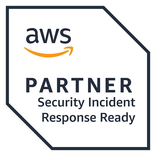 AWS Partner Security Incident Response Ready badge featuring the AWS logo and the text 'Partner Security Incident Response Ready' in a geometric frame.