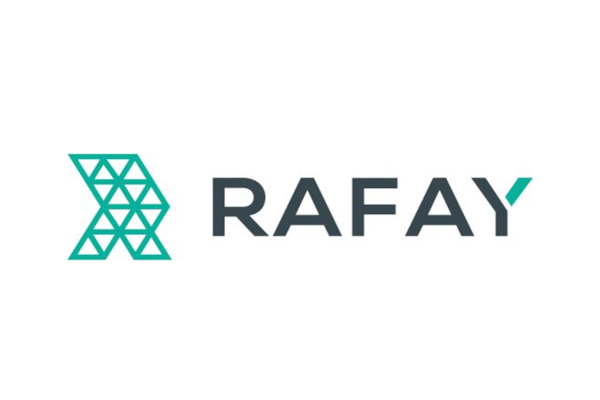 The Rafay company logo featuring a geometric design and the word 'RAFAY' in bold letters.