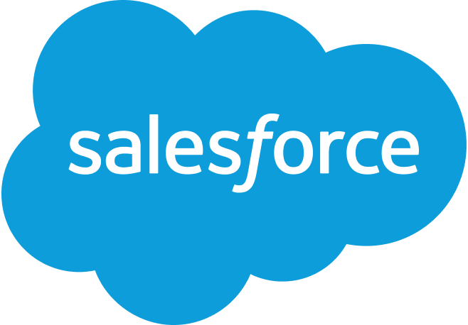 Salesforce logo in a stylized blue cloud shape with the word 'salesforce' in white text.