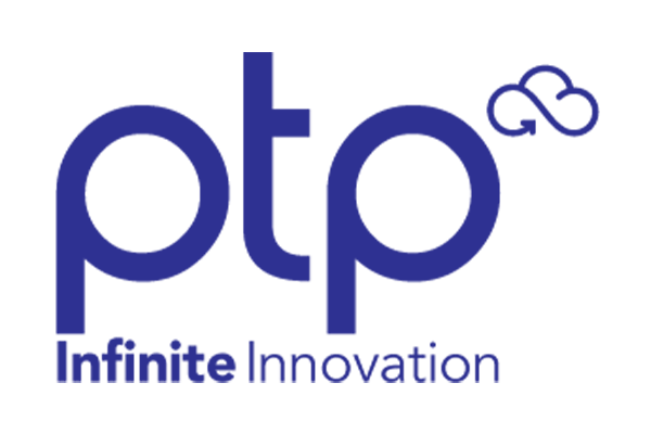 PTP partner logo displayed on a solid blue background.