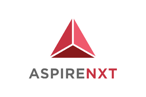 AspireNXT logo featuring a red pyramid design on a transparent background.