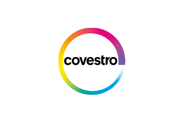 The Covestro logo featuring the company name inside a circular, multi-colored gradient ring on a white background.
