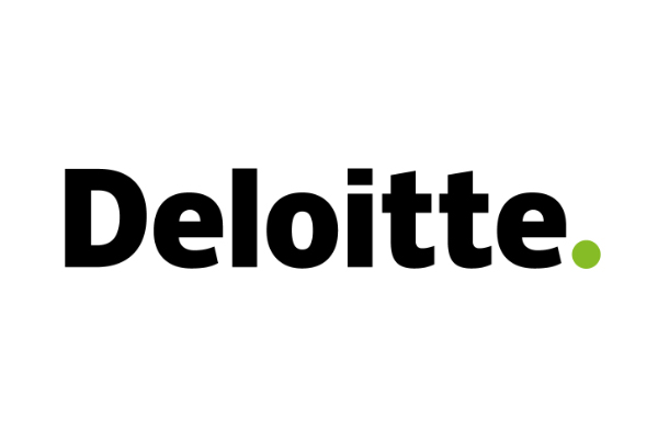 The Deloitte logo with black text and a green dot on a white background.
