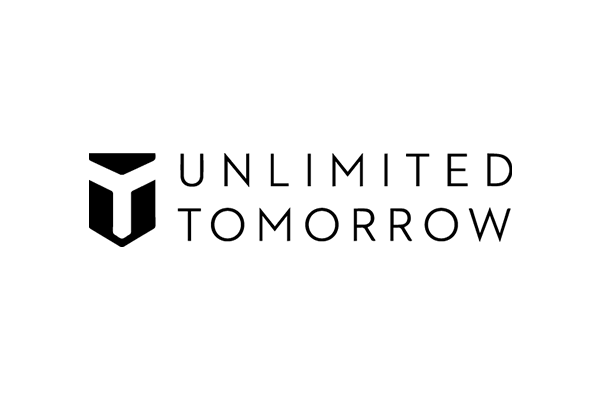 Logo of Unlimited Tomorrow featuring a bold geometric icon next to the text 'UNLIMITED TOMORROW' on a white background.