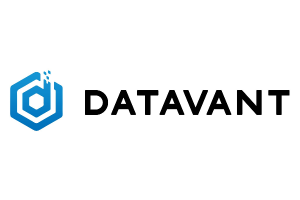 The logo of Datavant, featuring a blue hexagonal icon with a geometric design next to the company name in black text.