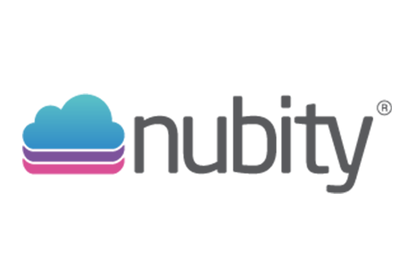 Nubity company logo featuring a cloud-themed icon with blue and pink colors next to the word 'Nubity' in gray text.