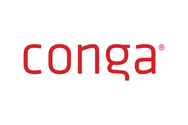 Conga logo featuring bold red text on a black background.