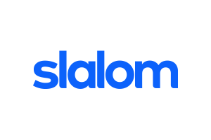 The Slalom company logo in blue text on a transparent background.