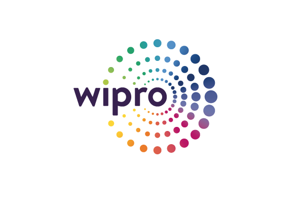 Wipro logo with the company name in dark purple and a spiral of colorful dots in gradient shades.