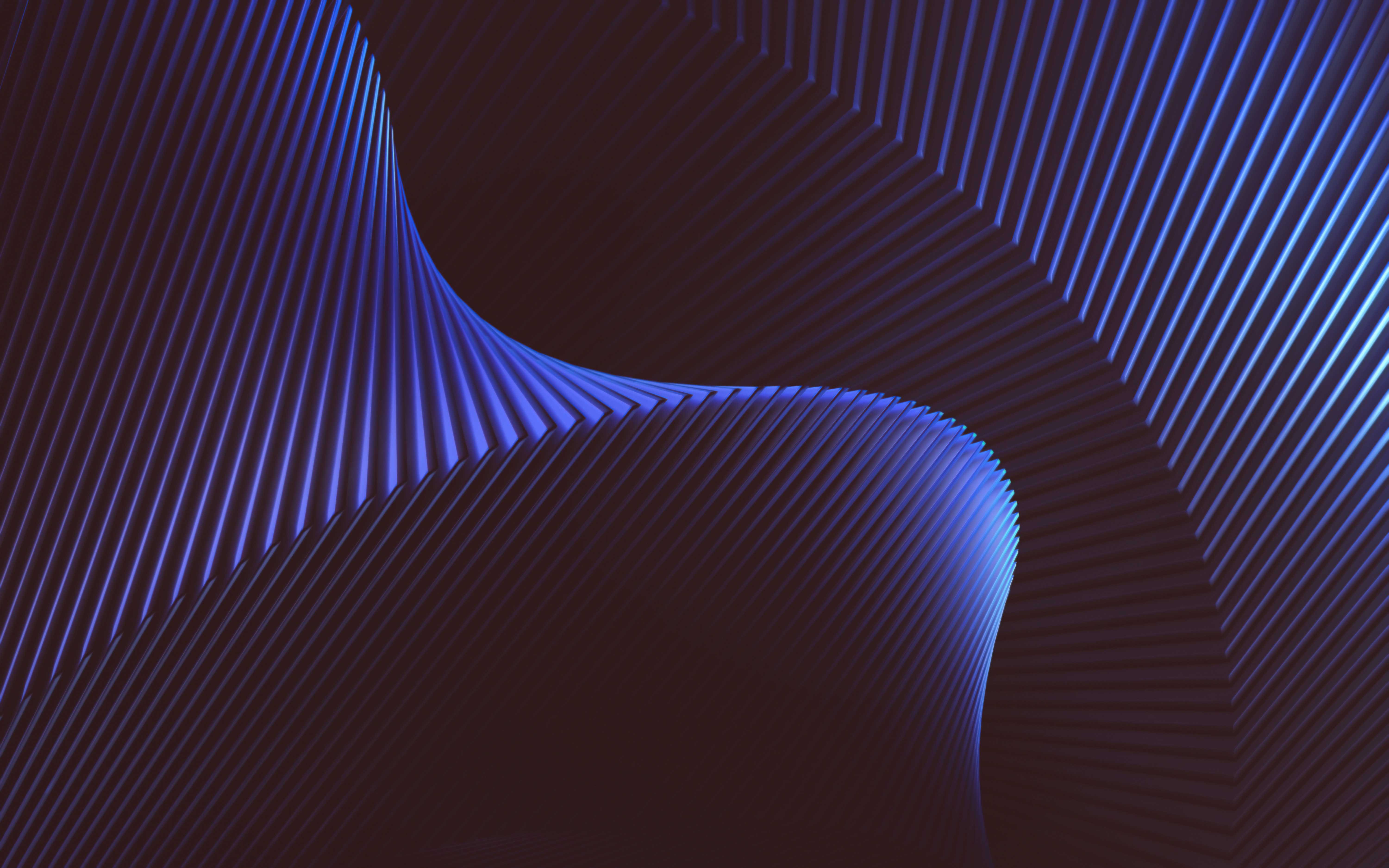 Abstract 3D illustration, twisted structure and folded into colors and shadows.