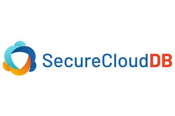 The logo of SecureCloudDB, featuring a modern abstract icon and the text 'SecureCloudDB' in blue and orange.